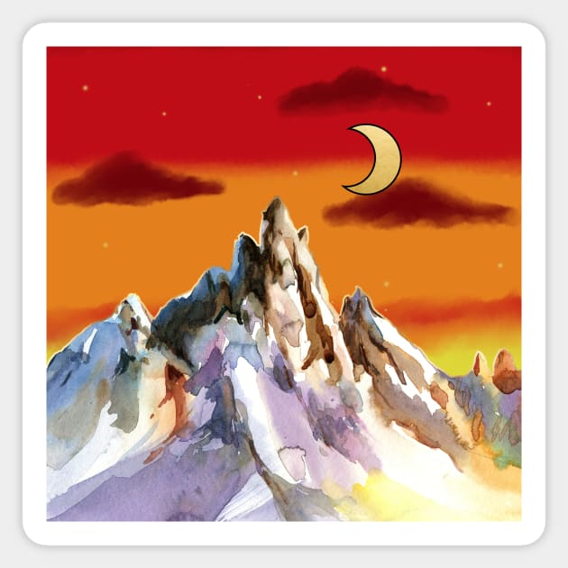 Desert Moon over Mountains Sticker by LisaCasineau